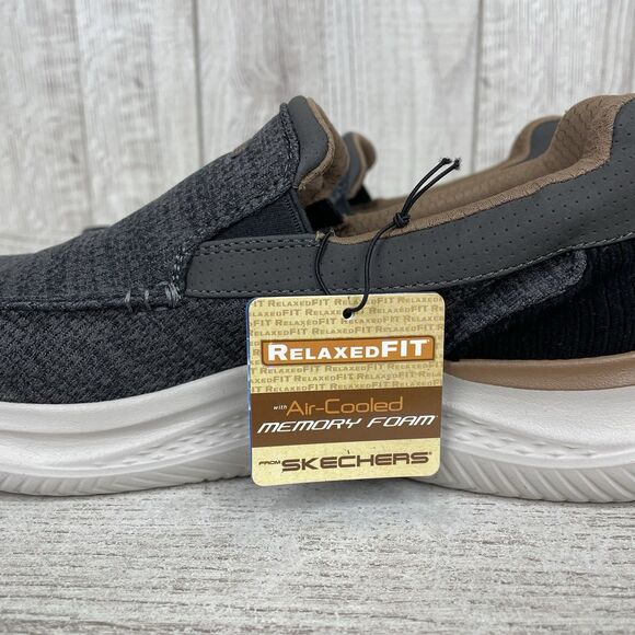 Skechers Hasting Marco Men Size 11.5 Gray Black Slip On Memory Foam Shoe 205367 main image 5